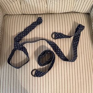 Navy Polka Dot Fabric Belt with D-ring Closure